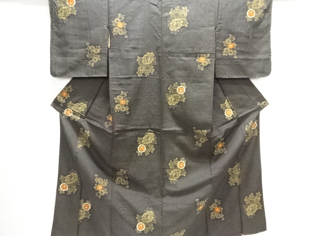 JAPANESE KIMONO / ANTIQUE TAISHO ROMAN CHRYSANTHEMUM / PEONY PATTERN W